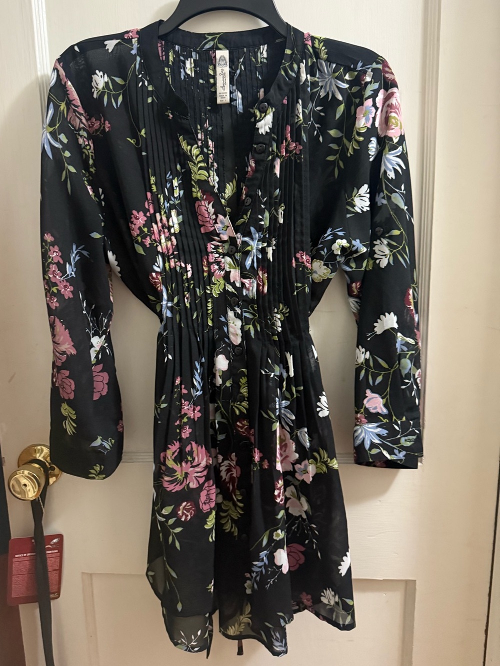 American Rag Floral Blouse With Tie Size Large